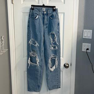 women’s urban outfitters high rise baggy distressed jeans